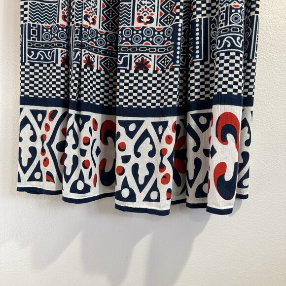 Vintage 90s Y2K Anthony Richards Midi Skirt 12 Red White Blue Tribal Native - Picture 3 of 7